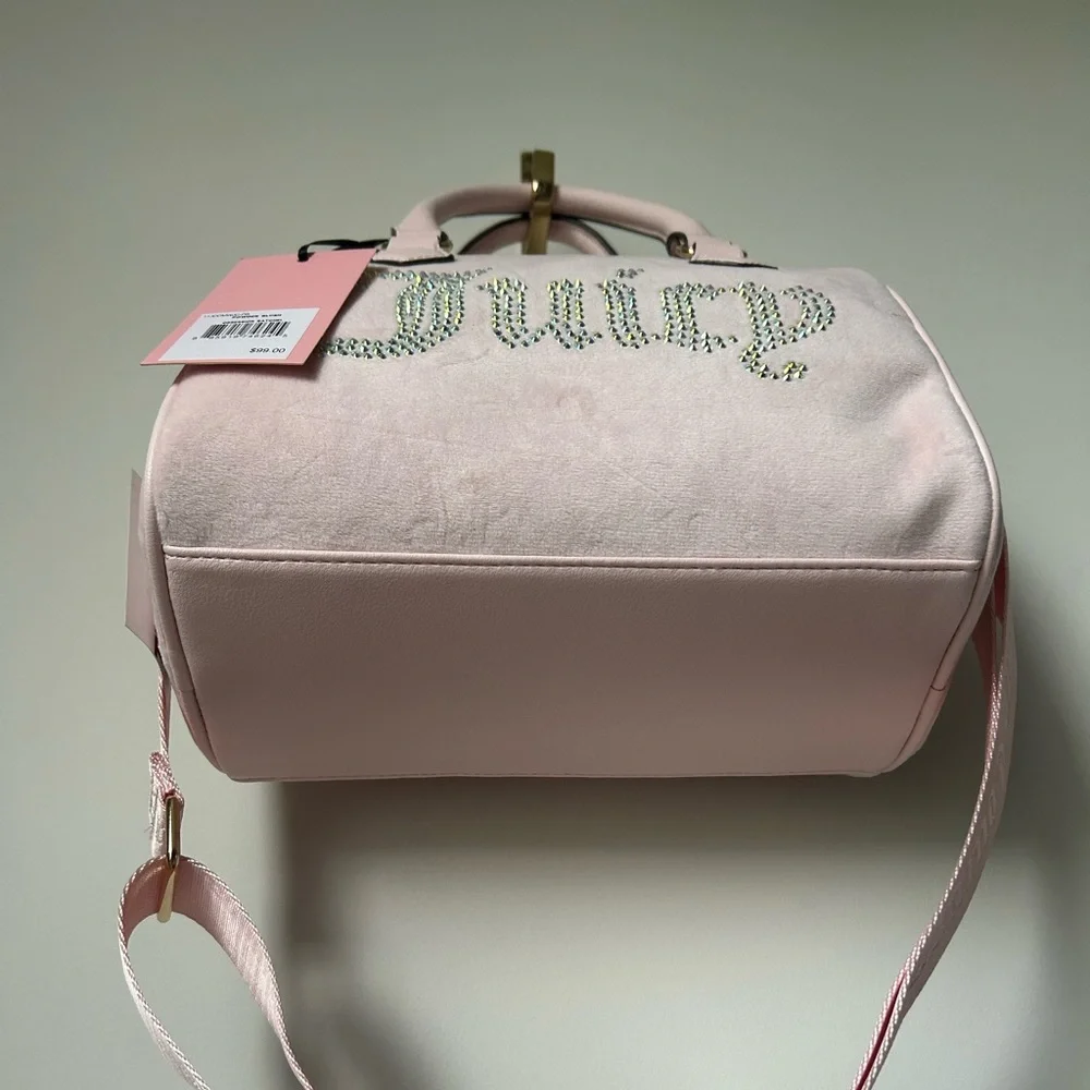 Light Pink rhinestone Velour Satchel bag